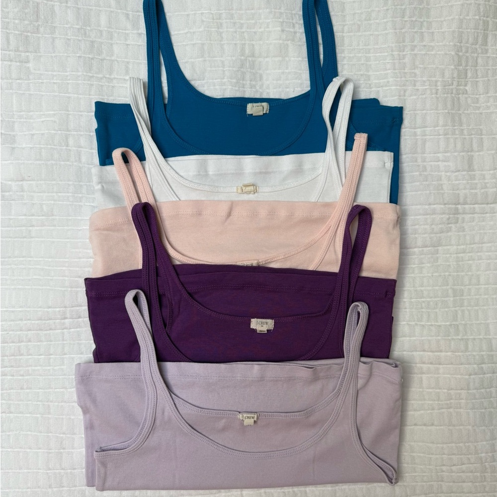 J Crew Tank Tops. Size Medium. 100% Cotton. 
5 colors; all 5 for list price.